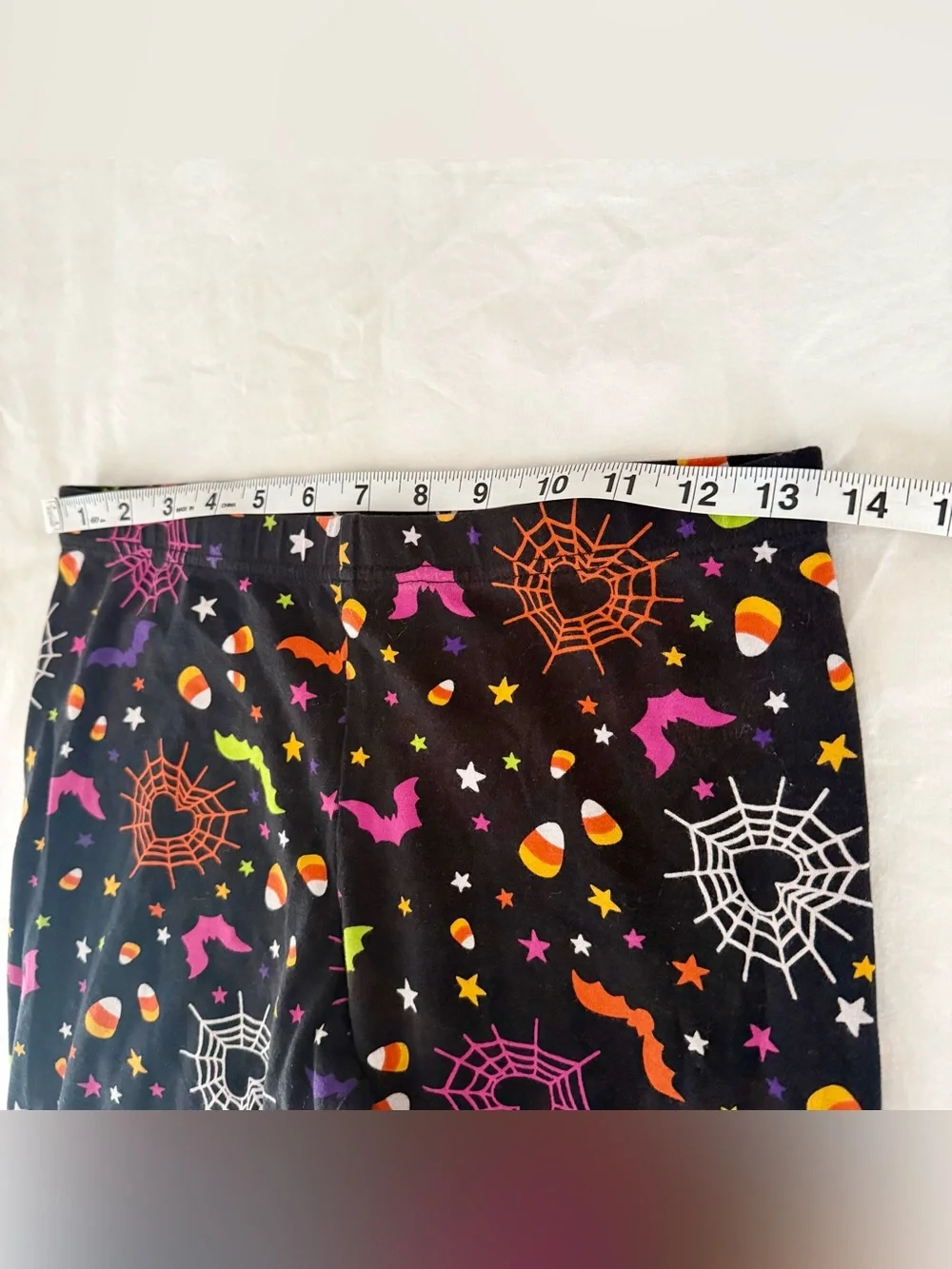 Way to Celebrate Girls Halloween Cropped Leggings Spooky Bats Spiderwebs XXL